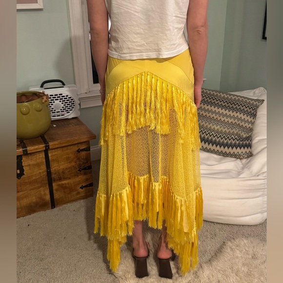 DVF runway yellow tassel skirt Elegant Yellow Fringe Skirt - Picture 4 of 4